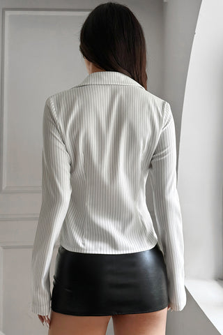 Striped Button-Front Blouse
