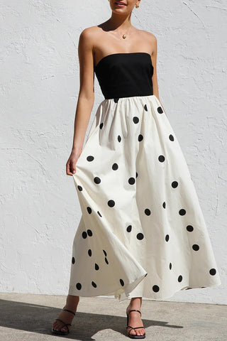Strapless Polka Dot Casual Dress