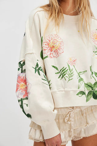 Floral Print Oversized Sweatshirt