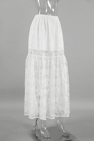 Sheer White Lace Maxi Skirt