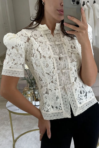 Lace Tie-Front Blouse