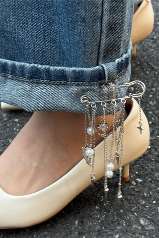 Chic Safety Pin Chain Brooch