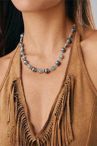 Bohemian Bead Necklace with Turquoise Accents
