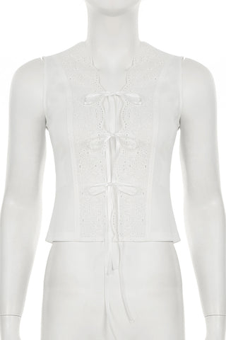 Lace-Up Eyelet Tank Top