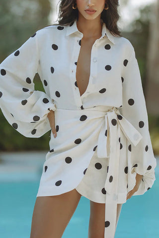 Polka Dot Wrap Skirt Set