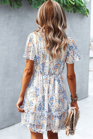 Floral V-Neck Ruffle Dress