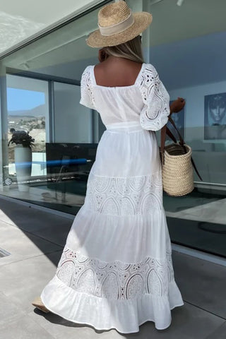 Off-Shoulder Lace Maxi Dress