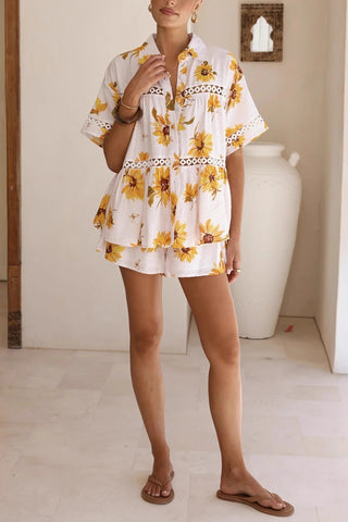Floral Lace-Trimmed Short Set