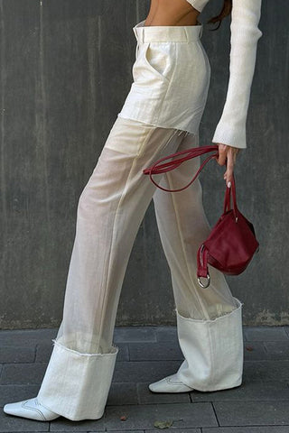 High-Waist Layered Casual Pants