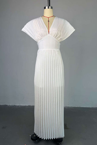 Pleated Dress with Waist Cutout