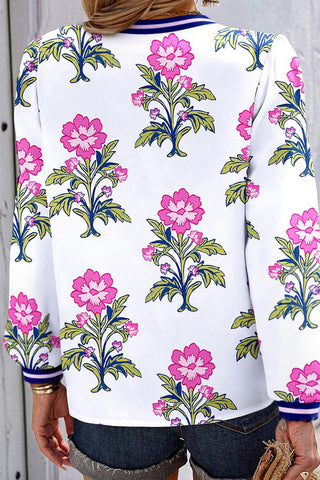 Floral V-Neck Long Sleeve Blouse