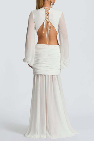 Draped Cutout Casual Maxi Dress