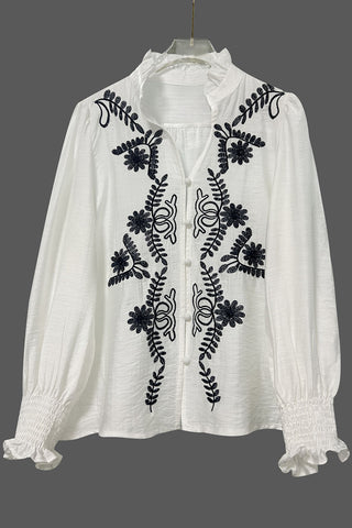 Floral Button-Front Blouse