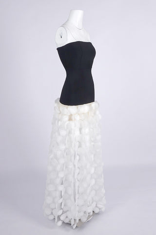 Strapless Evening Gown with Textured Skirt