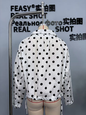 Polka Dot Button-Front Jacket