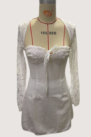 Lace Sleeve Mini Evening Dress