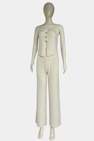 Sleeveless Button-Front Pants Set