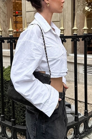 Cropped Button-Down Shirt