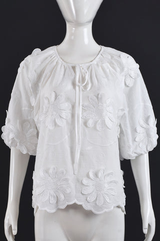 Floral Detail Tie-Front Top