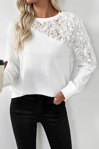 Casual Top with Floral Appliqué