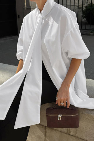 Oversized Tie-Front Blouse