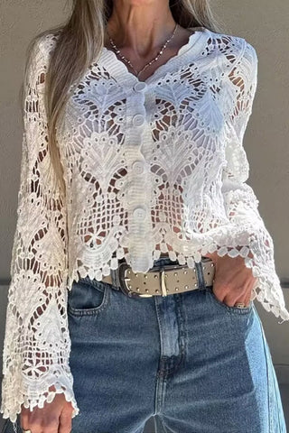 Button-Up Lace Crochet Top