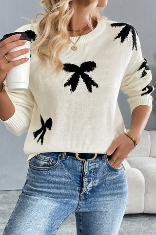 Bow-Pattern Knit Sweater