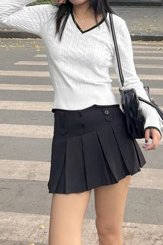 V-Neck Cable Knit Sweater