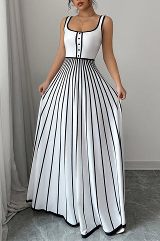 Striped Button Maxi Dress