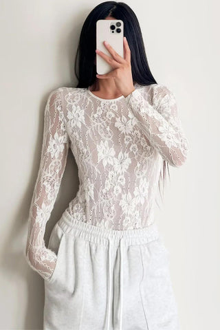 Elegant Lace Long Sleeve Bodysuit
