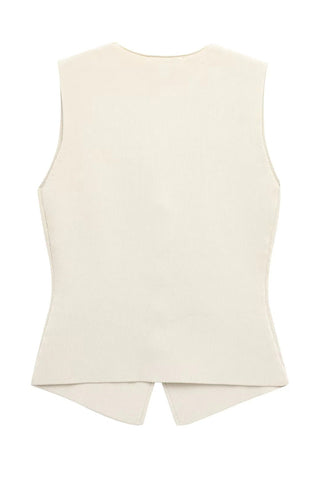 Button Vest and Pleated Skirt Set