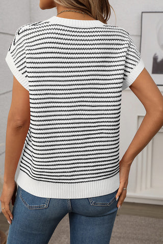 Striped Knit Sweater Sleeveless Top