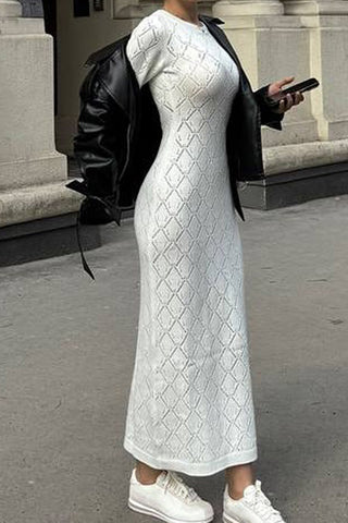 Textured Knit Casual Dress