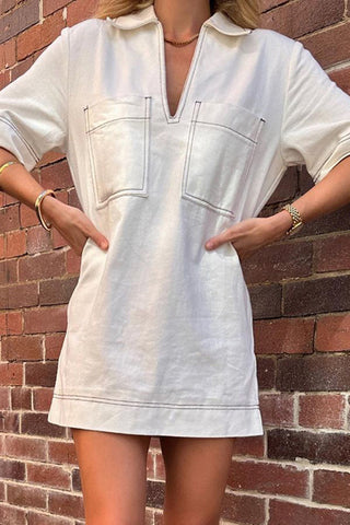 Casual Stitch-Detail Polo Dress