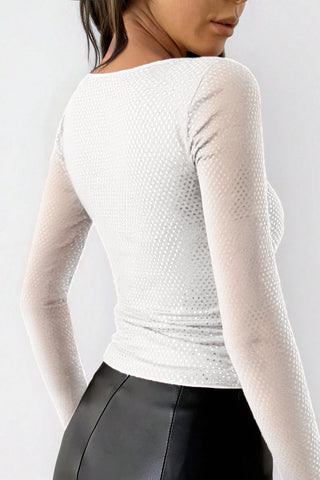 Deep V-Neck Long Sleeve Top