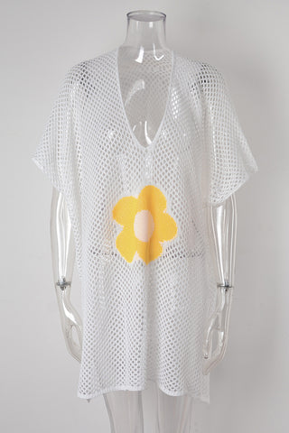 Floral Mesh Beach Cover-Up