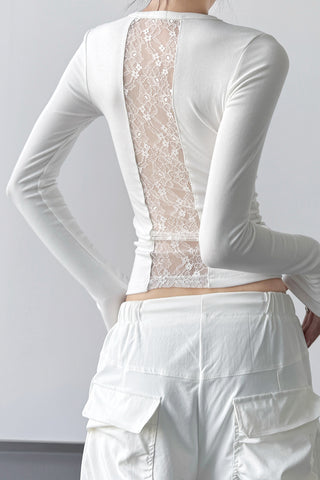 Lace-Back Long-Sleeve T-Shirt