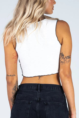 Contrast Stitching Sleeveless Top