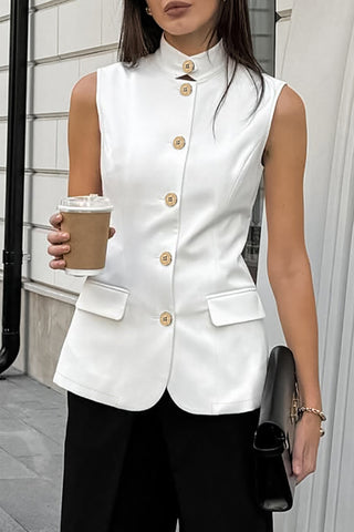 Button-Front Sleeveless Top