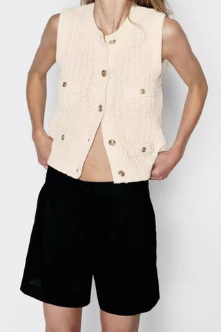 Button-Front Sweater Vest