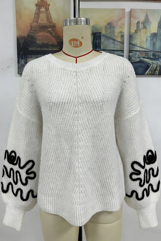 Stylish Floral Sleeve Sweater