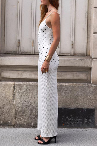 Spaghetti-Strap Polka Dot Maxi Dress