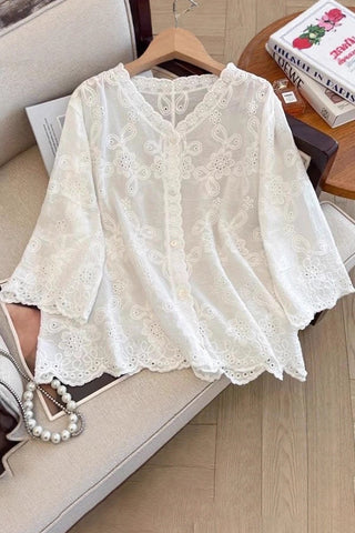Lace V-Neck Blouse
