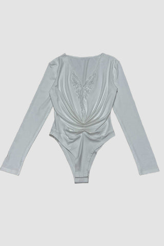 Lace-Accent V-Neck Bodysuit