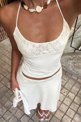 Chic Lace-Trim Skirt Set