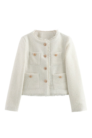 Textured Button-Front Blazer