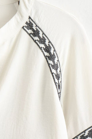 Patterned Sleeve Blouse