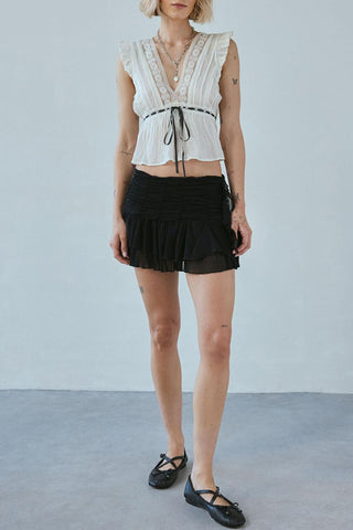 Sleeveless Ruffled Tank with Tie Waist