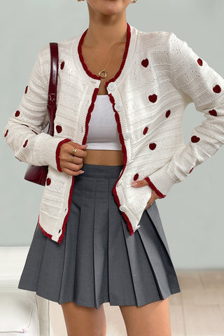 Heart Pattern Button Cardigan