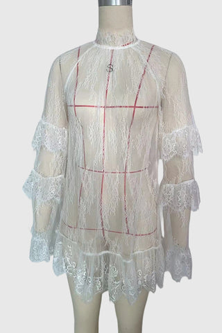 Elegant Lace Sheer Overlay Dress